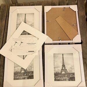 4 New White 9”x 11” picture frames-with installation instructions & extra mats.